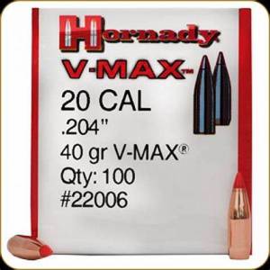 Ogives Hornady 204 - 40 Grs V - MAX Réf. 22006.