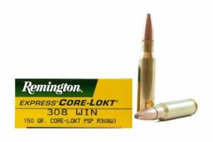 Cartouches 308 Win. REMINGTON 150 Grs Core Lokt PSP.