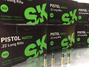 Cartouches 22 LR SK Pistol Match Pack de 500.